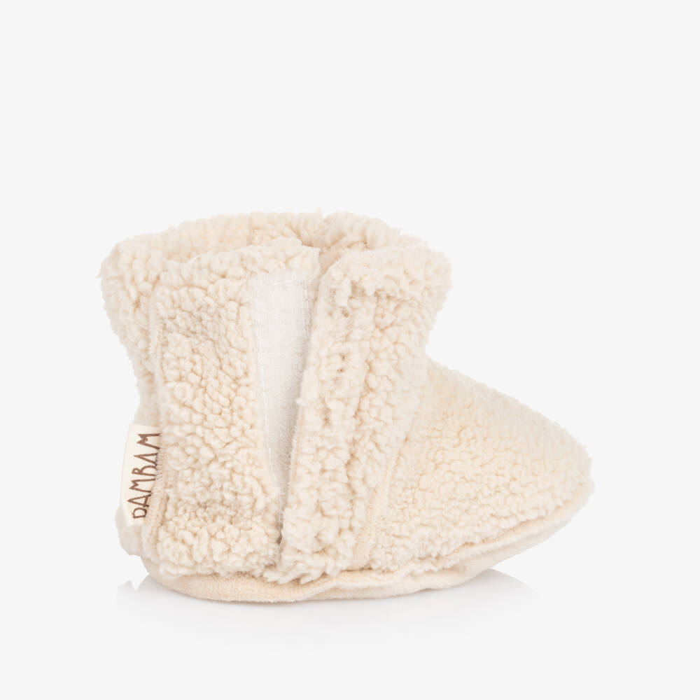Bam Bam-Ivory Teddy Fleece Booties | Childrensalon Outlet