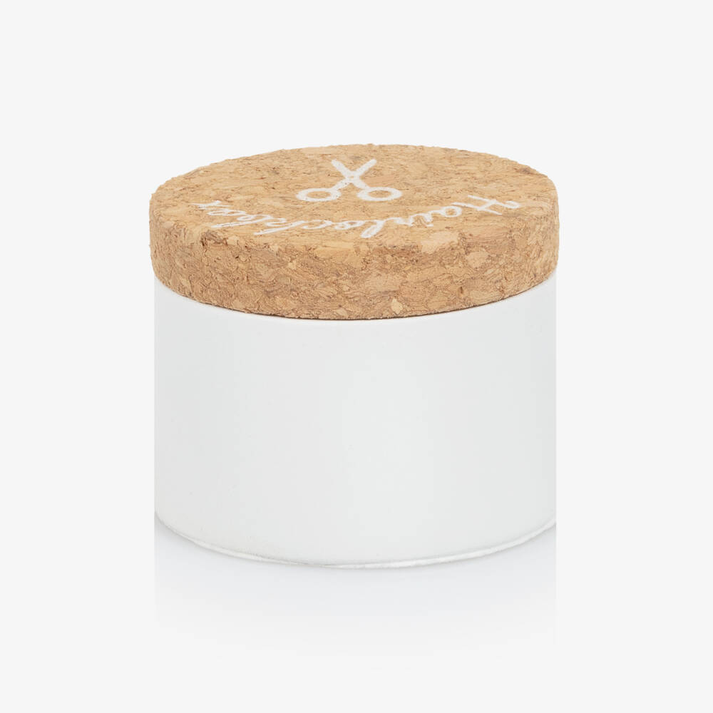 Bam Bam-White Ceramic Hairlock Box with Cork Lid | Childrensalon Outlet