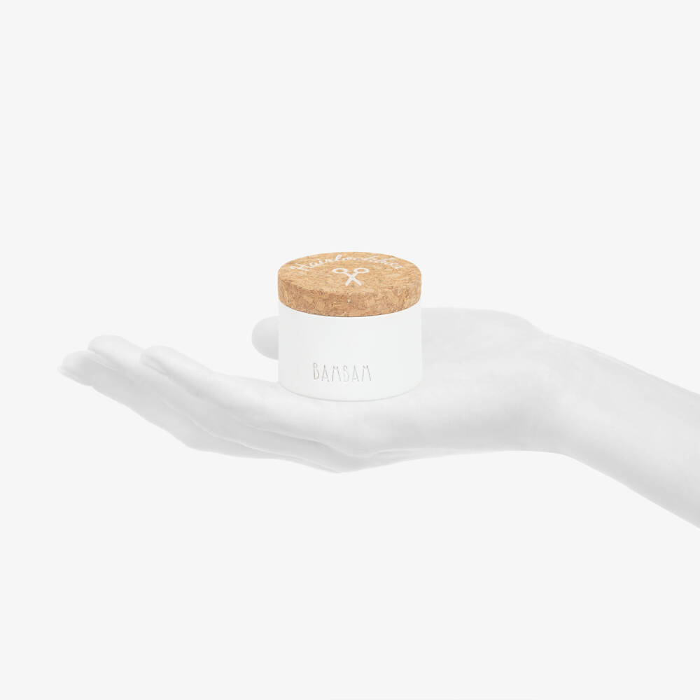 Bam Bam-White Ceramic Hairlock Box with Cork Lid | Childrensalon Outlet