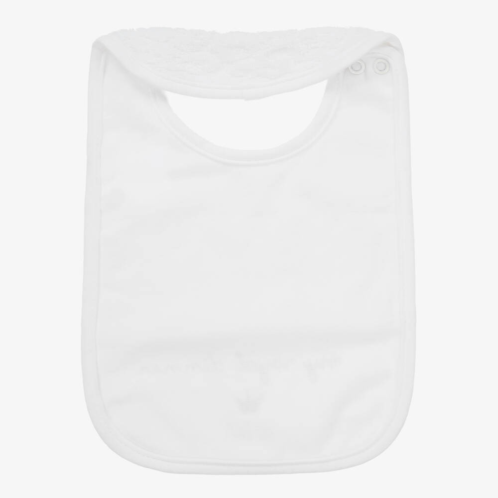 Bam Bam-White Cotton Baby Bib | Childrensalon Outlet