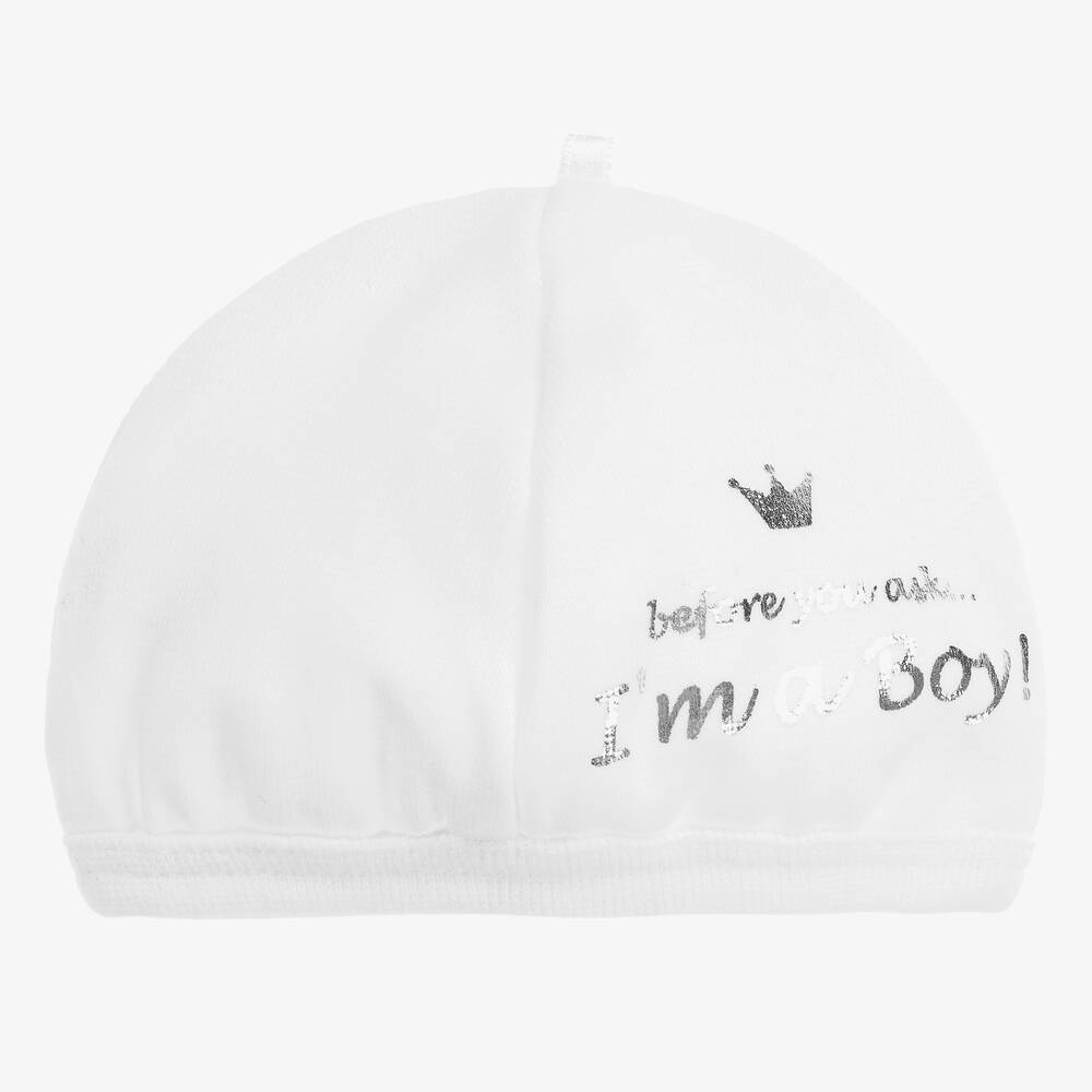 Bam Bam-White Cotton Baby Hat | Childrensalon Outlet