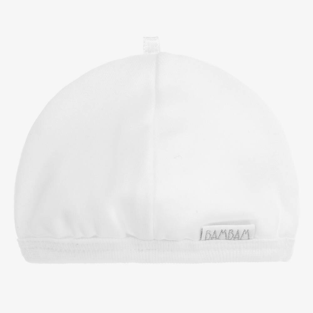 Bam Bam-White Cotton Baby Hat | Childrensalon Outlet