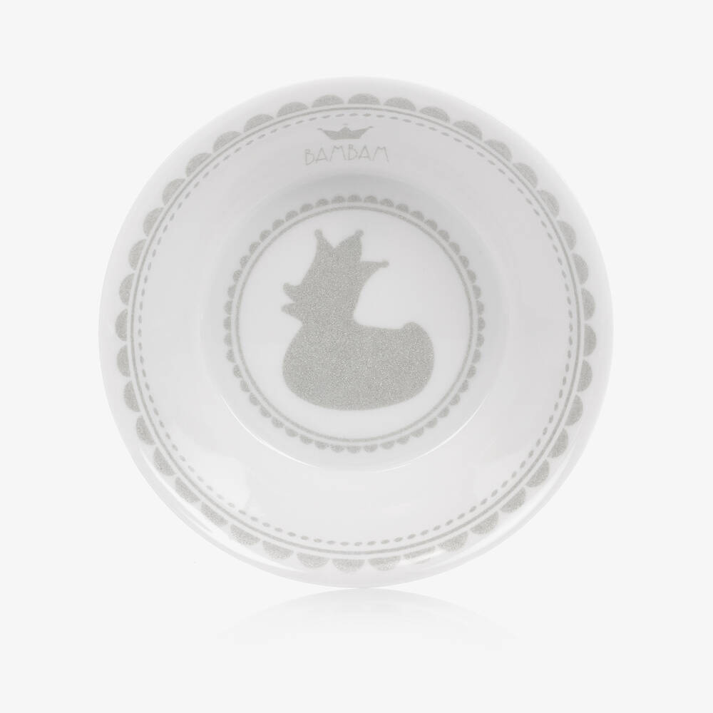 Bam Bam-Бело-серебристый комплект посуды из меламина | Childrensalon Outlet