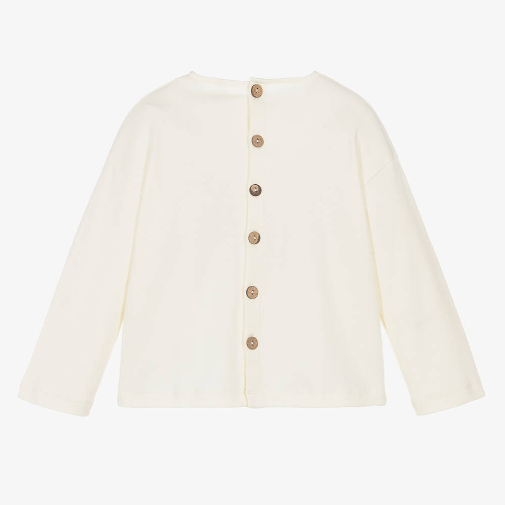 Bamboo Baby-توب قطن عضوي لون عاجي للبنات | Childrensalon Outlet