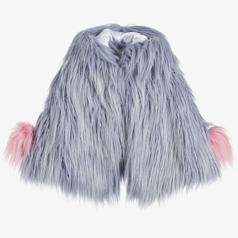 Bandits - Girls Blue Furry Cape  | Childrensalon