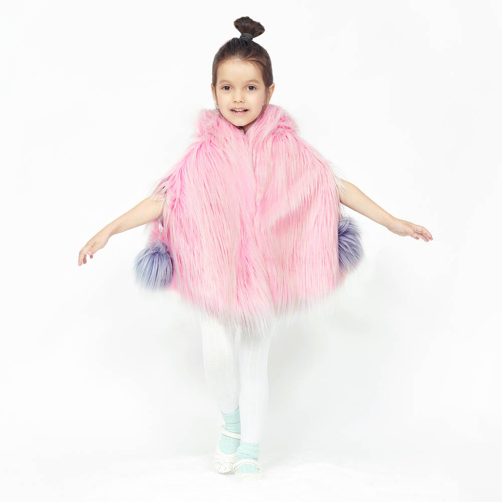 Bandits-Girls Pink Furry Cape  | Childrensalon Outlet