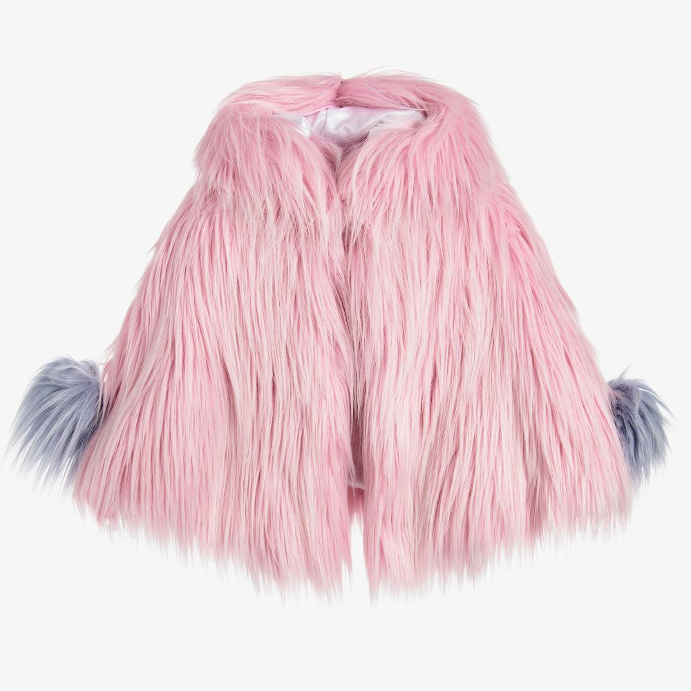 Bandits - Girls Pink Furry Cape  | Childrensalon