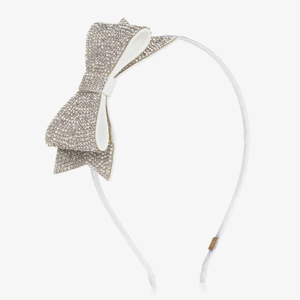 Bari Lynn - Silberfarbenes Schleifen-Haarband mit Strass | Childrensalon