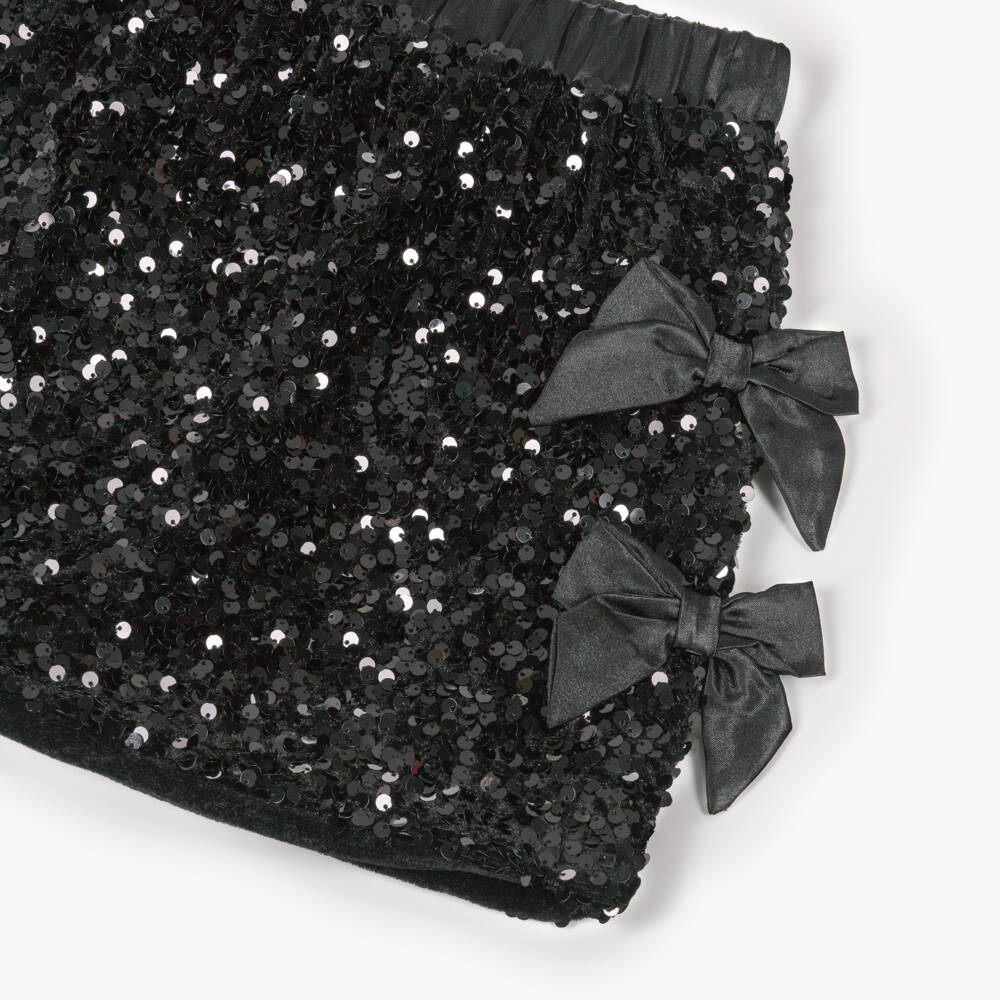 BCBGMAXAZRIA-Black Sequin Bow Skirt | Childrensalon Outlet
