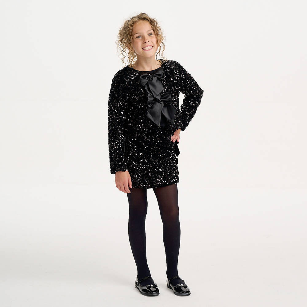 BCBGMAXAZRIA-Black Sequin Bow Skirt | Childrensalon Outlet