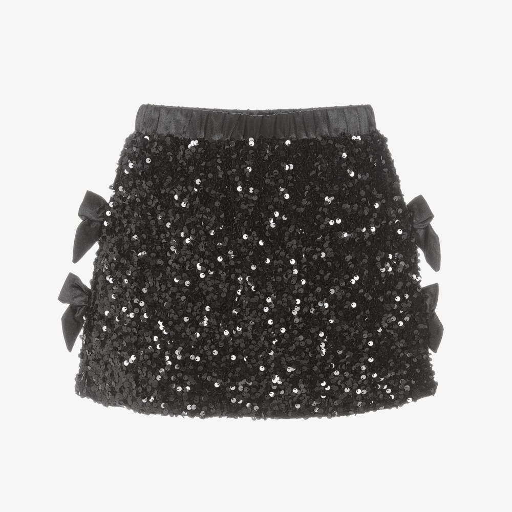BCBGMAXAZRIA-Black Sequin Bow Skirt | Childrensalon Outlet