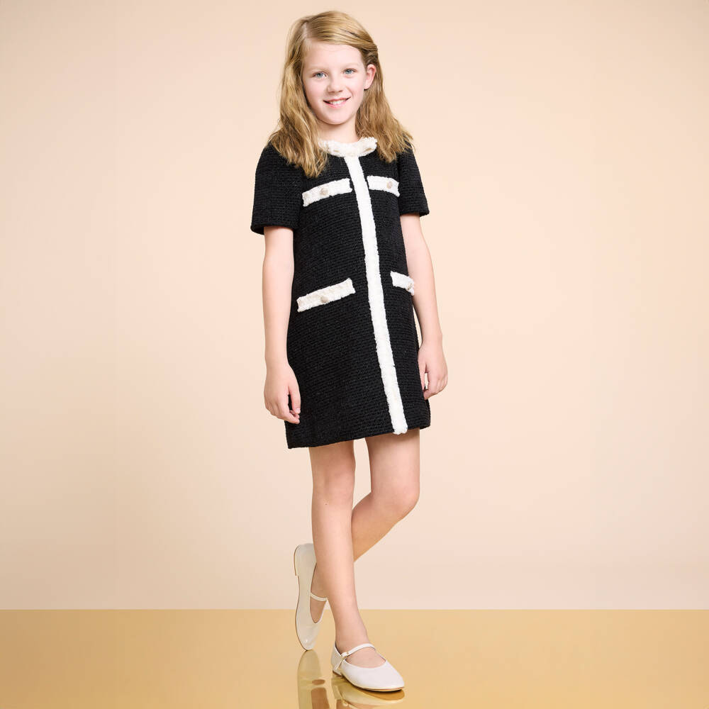 BCBGMAXAZRIA-Elegant Girls Midnight Sequin Tweed Dress | Childrensalon Outlet