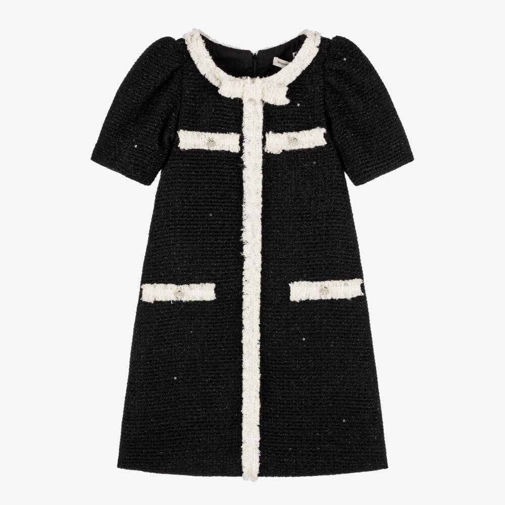 BCBGMAXAZRIA-Elegant Girls Midnight Sequin Tweed Dress | Childrensalon Outlet