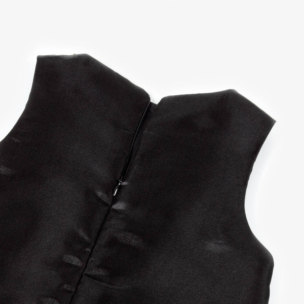 BCBGMAXAZRIA-Girls Black Satin Dress with Bows & Diamanté | Childrensalon Outlet