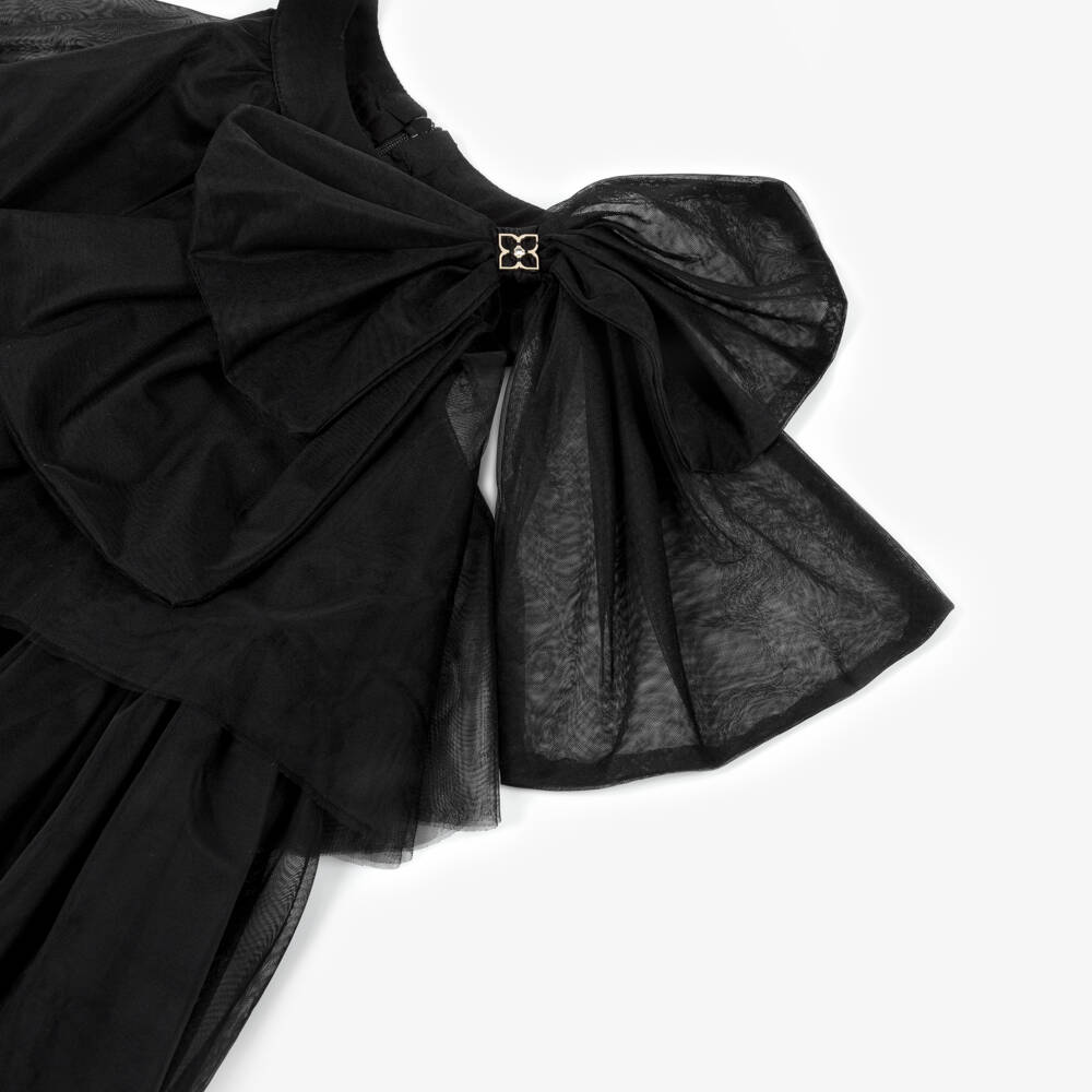 BCBGMAXAZRIA-Girls Black Tiered Tulle Halter Neck Dress | Childrensalon Outlet