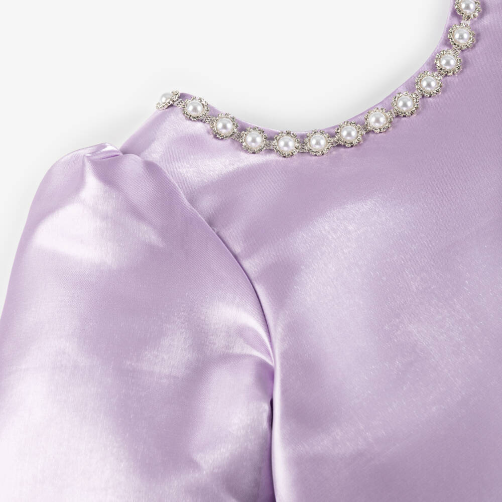 BCBGMAXAZRIA-Girls Glossy Lilac Satin Dress | Childrensalon Outlet
