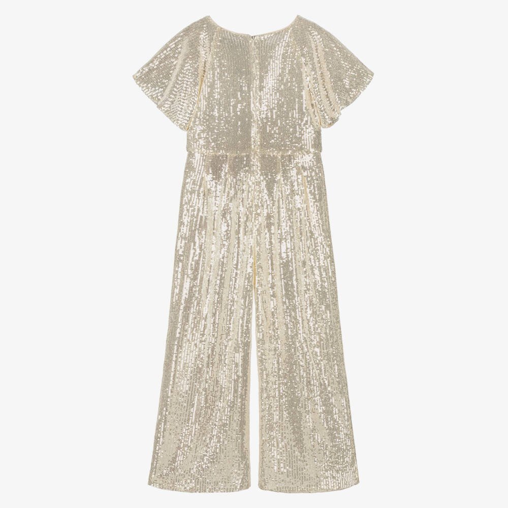BCBGMAXAZRIA-Girls Gold Sequinned Jumpsuit | Childrensalon Outlet