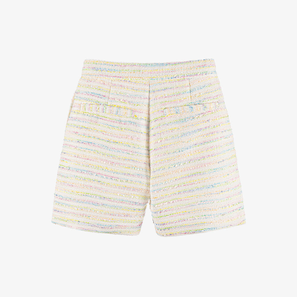 BCBGMAXAZRIA-شورت تويد عاجي وملون للبنات | Childrensalon Outlet