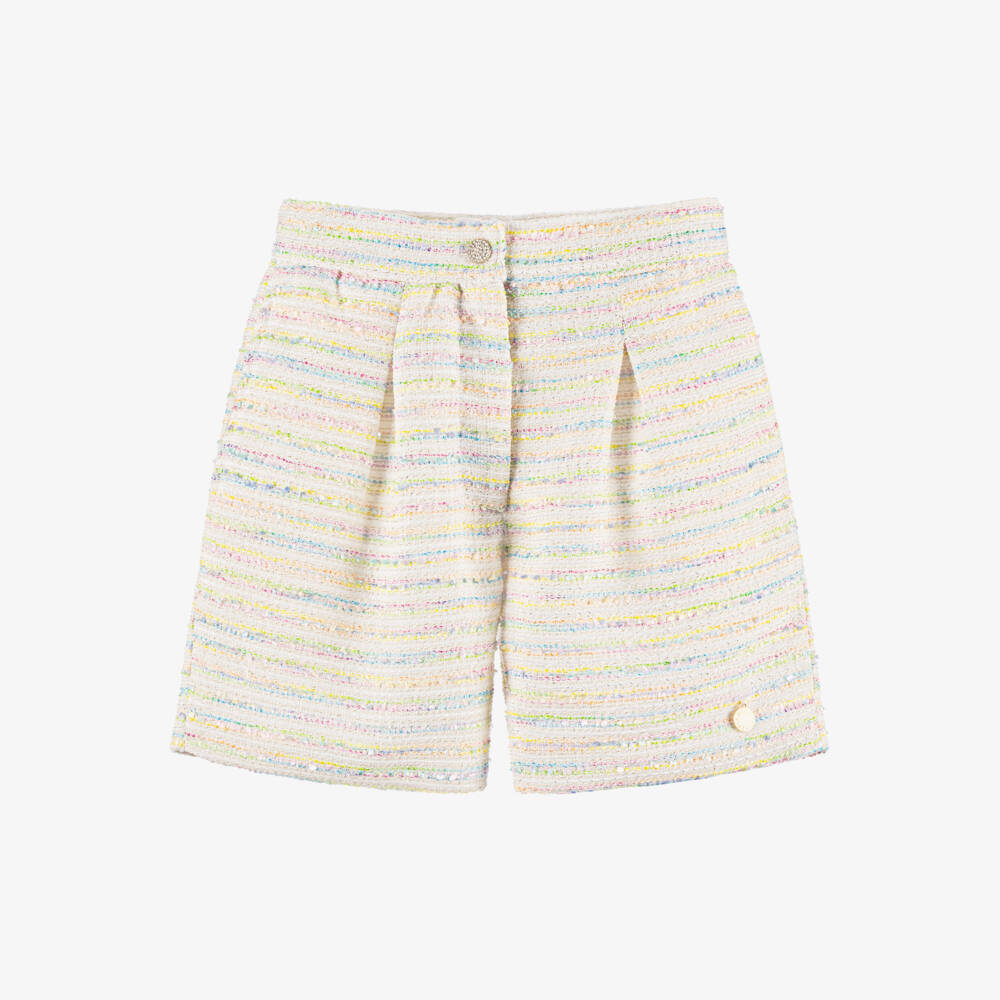 BCBGMAXAZRIA-Girls Ivory & Colorful Tweed Shorts | Childrensalon Outlet