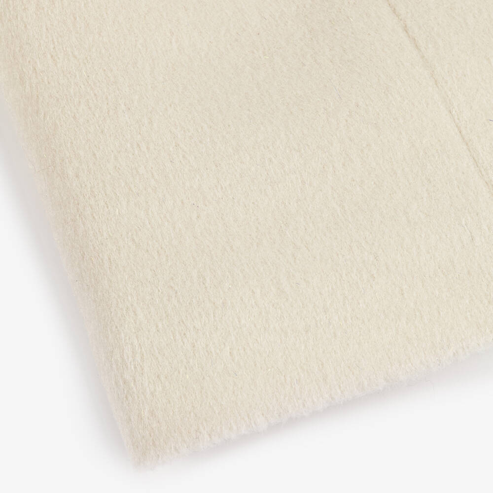 BCBGMAXAZRIA-Girls Ivory Felted Coat with Black Satin Bow | Childrensalon Outlet