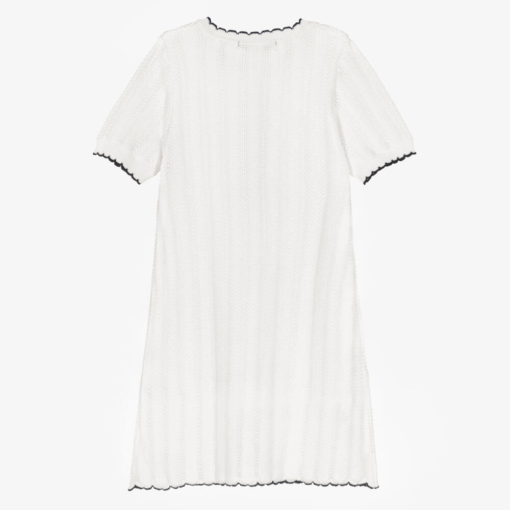 BCBGMAXAZRIA-Girls Ivory Lace Knit Dress with Black Trim | Childrensalon Outlet