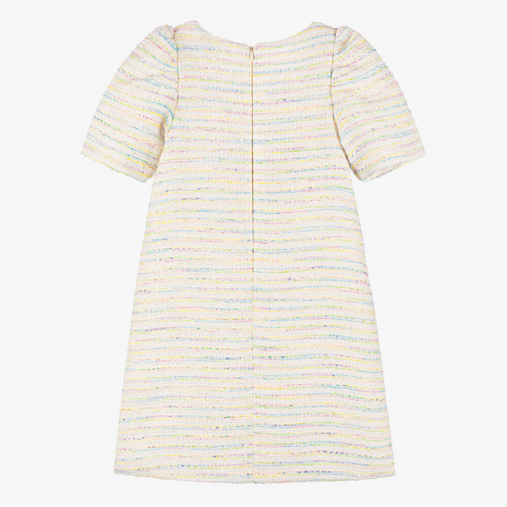 BCBGMAXAZRIA-فستان تويد عاجي وملون للبنات | Childrensalon Outlet