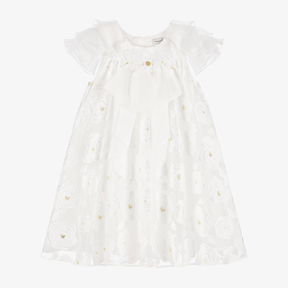 BCBGMAXAZRIA-Girls Ivory Organza Blossom Gown | Childrensalon Outlet