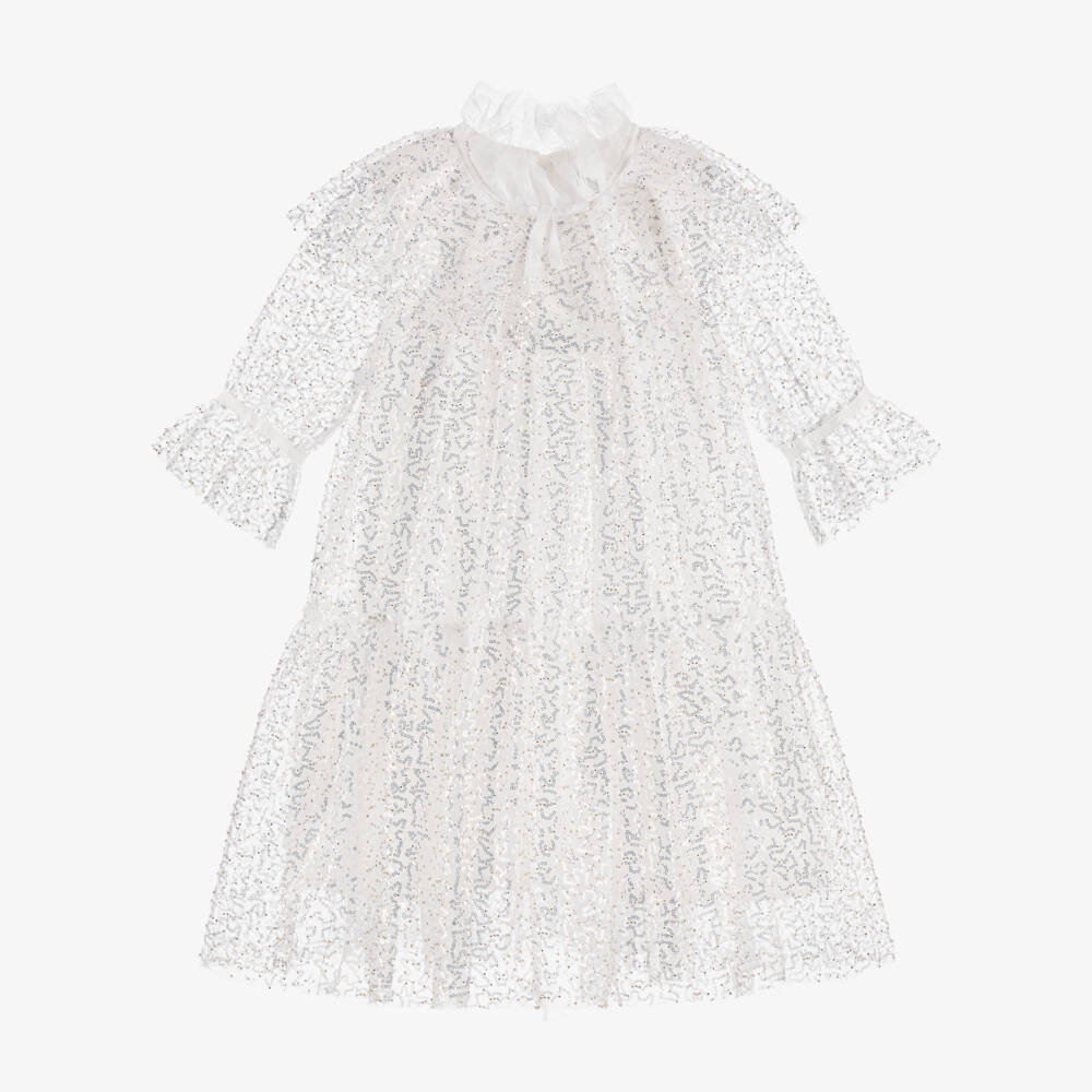 BCBGMAXAZRIA-Girls Ivory Sparkle Tulle Gown | Childrensalon Outlet