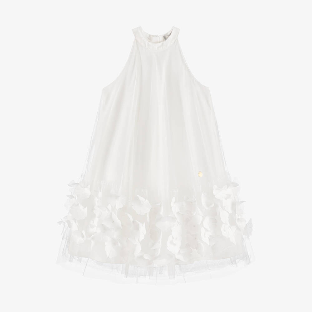 BCBGMAXAZRIA-Girls Ivory Tulle Blossom Gown | Childrensalon Outlet