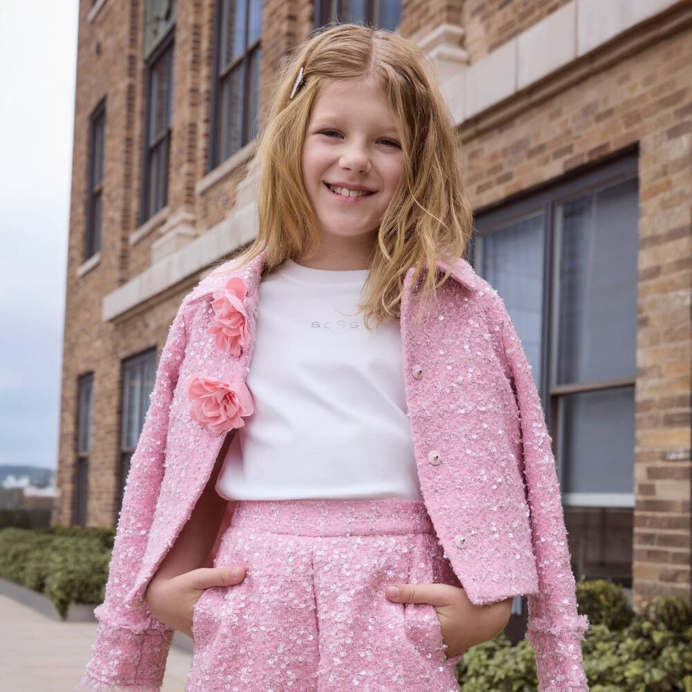 BCBGMAXAZRIA-Girls Ivory Tulle Trim Tee | Childrensalon Outlet