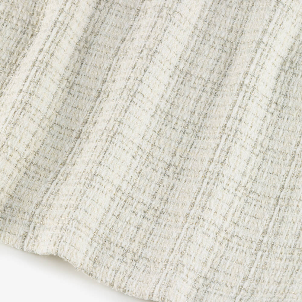 BCBGMAXAZRIA-Girls Ivory Tweed Dress with Black Satin Bow | Childrensalon Outlet