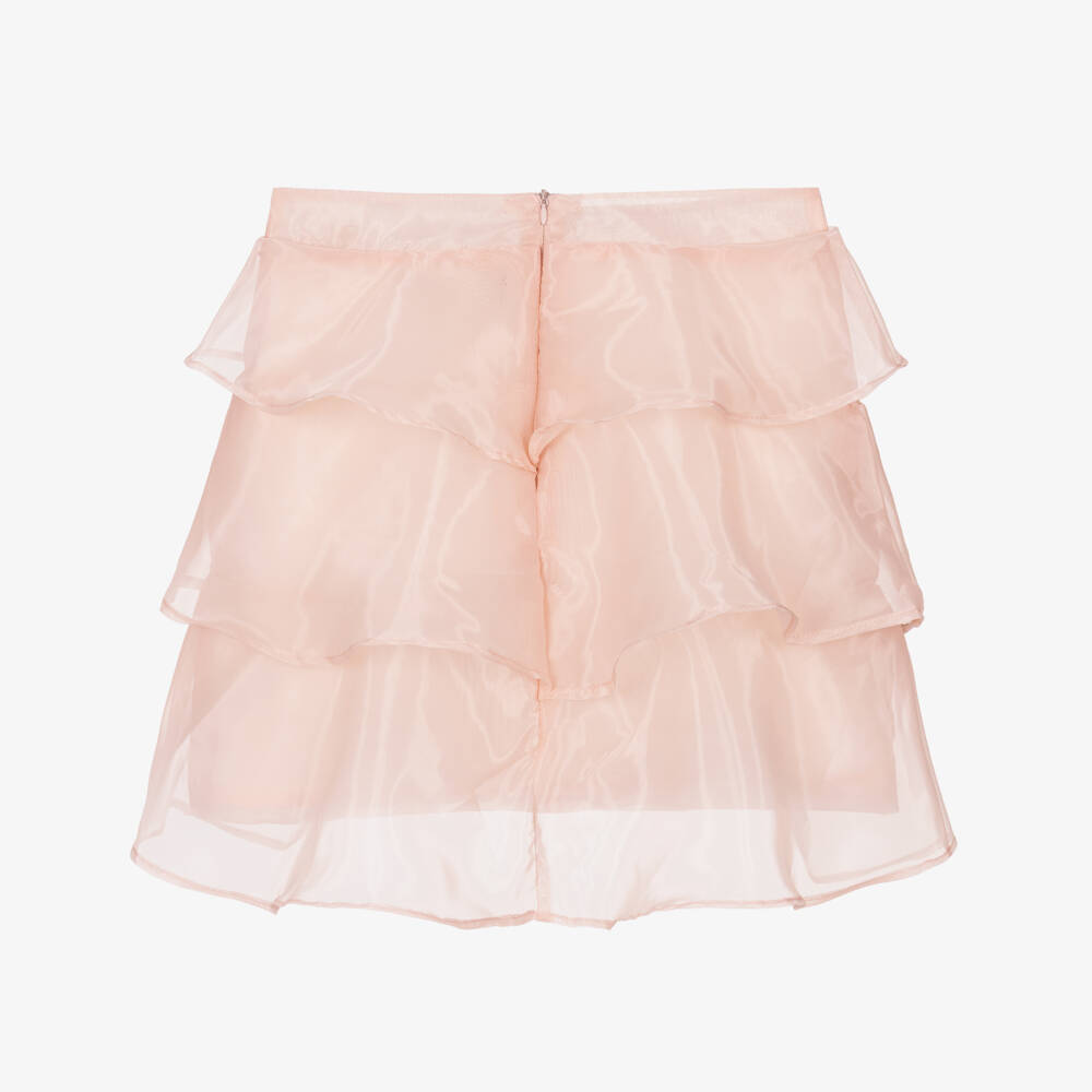 BCBGMAXAZRIA-Girls Pink Organza Tiered Ruffle Skirt | Childrensalon Outlet