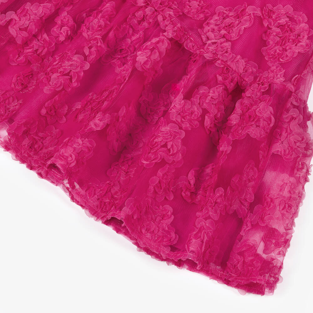 BCBGMAXAZRIA-Girls Pink Tulle Dress with Ruffled Floral Appliqués | Childrensalon Outlet