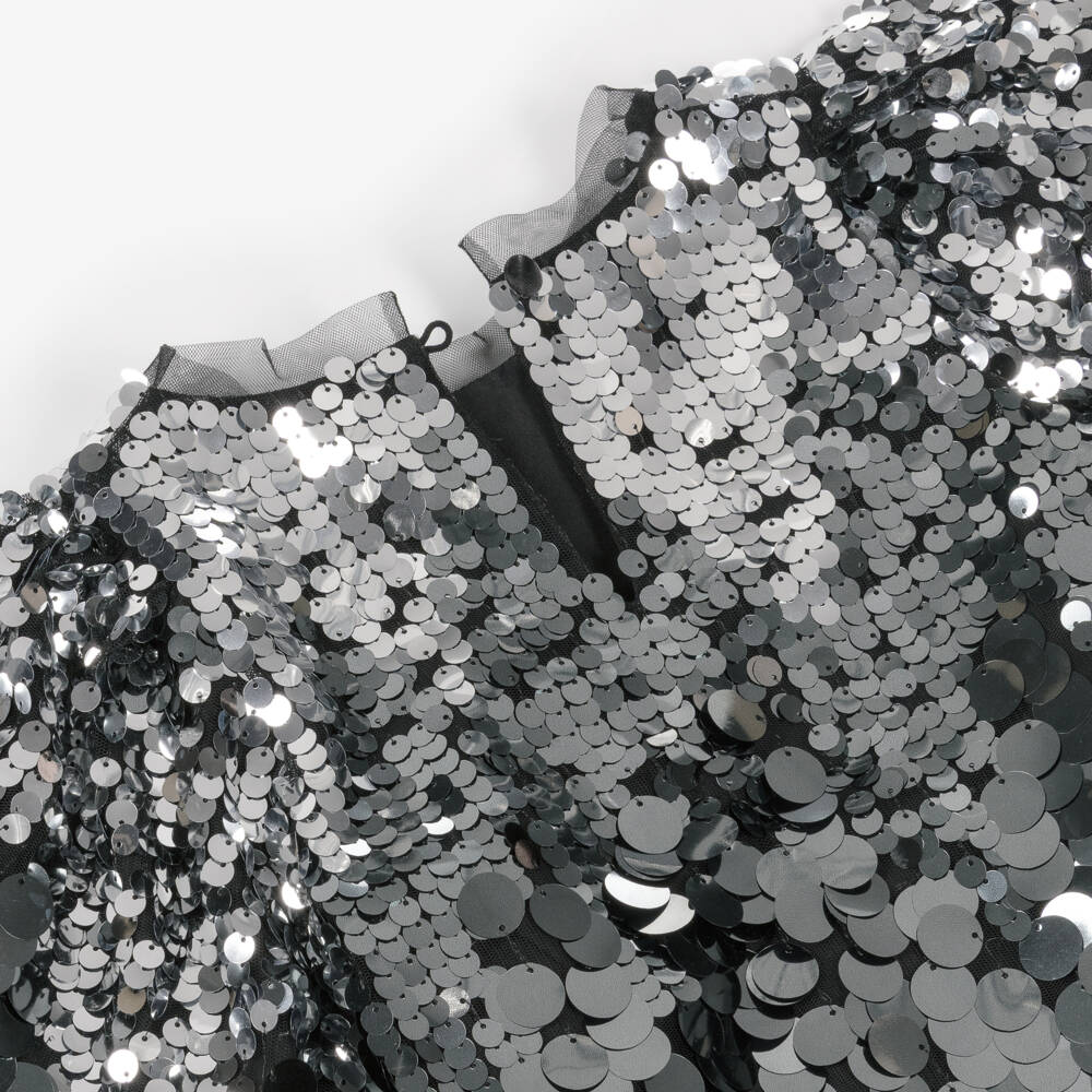 BCBGMAXAZRIA-Girls Silver Sequin Short-Sleeved Top | Childrensalon Outlet