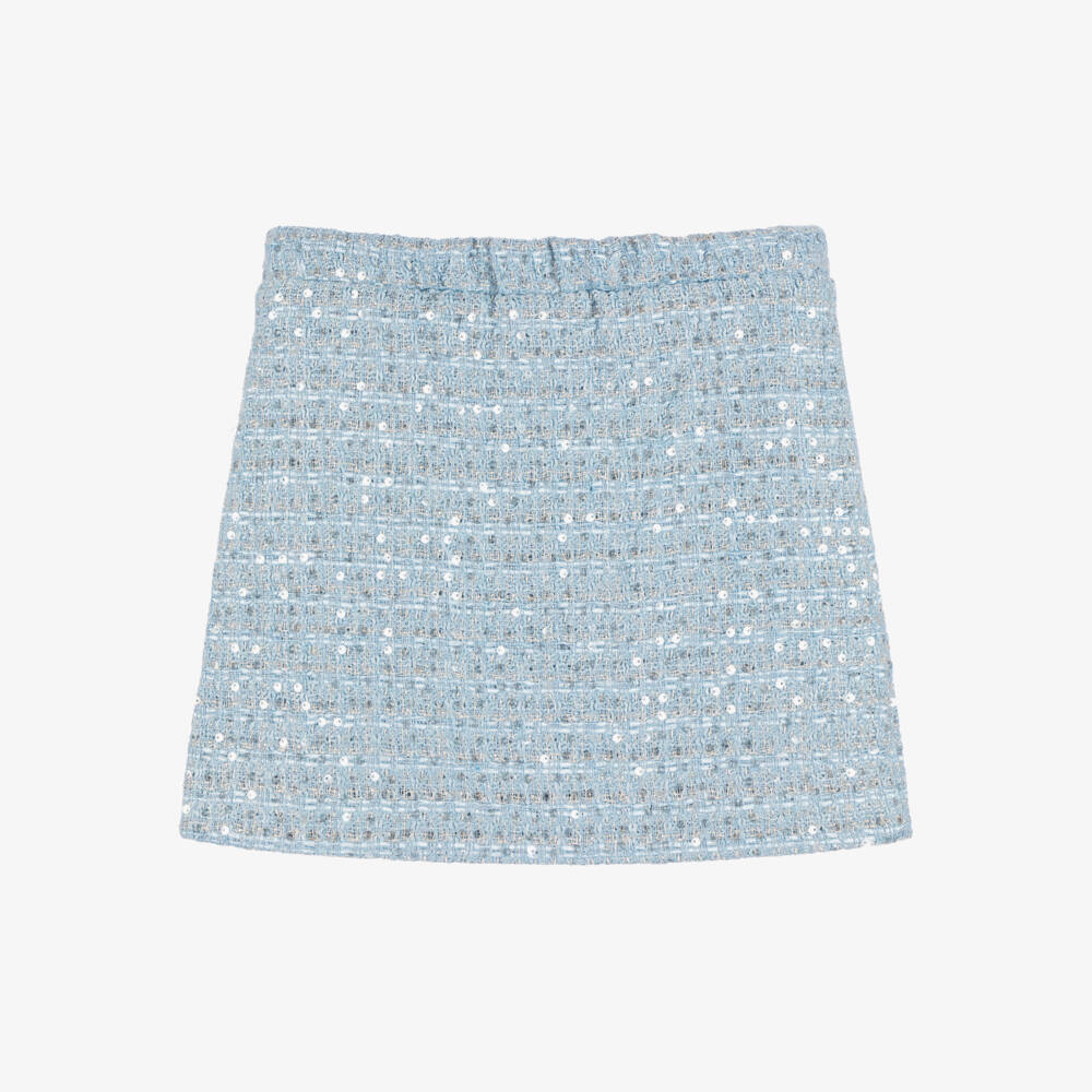 BCBGMAXAZRIA-Girls Sparkling Blue Tweed Skirt | Childrensalon Outlet
