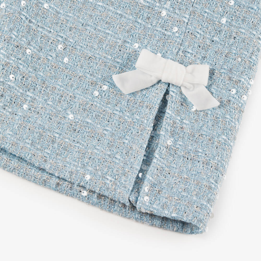 BCBGMAXAZRIA-Girls Sparkling Blue Tweed Skirt | Childrensalon Outlet