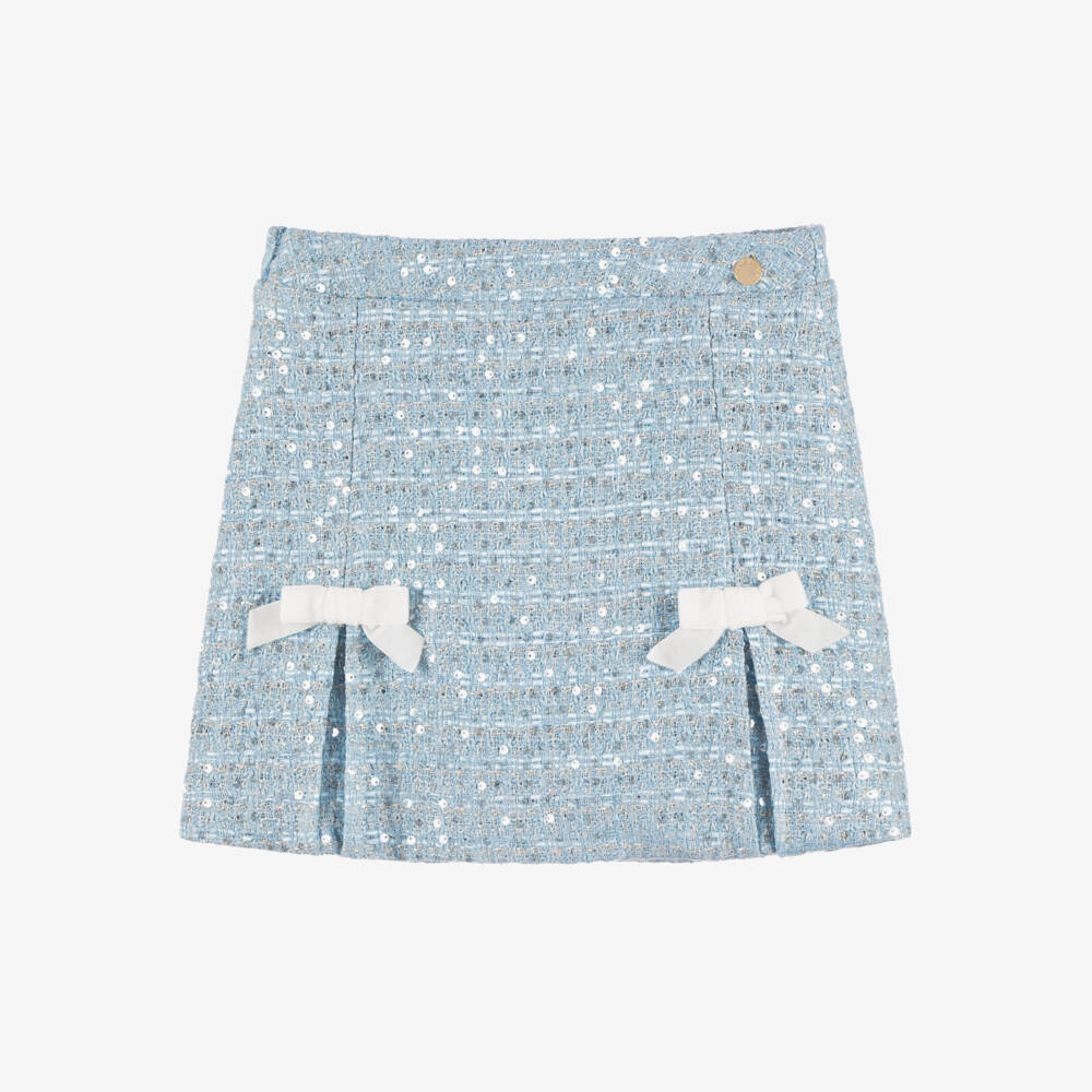 BCBGMAXAZRIA-Girls Sparkling Blue Tweed Skirt | Childrensalon Outlet