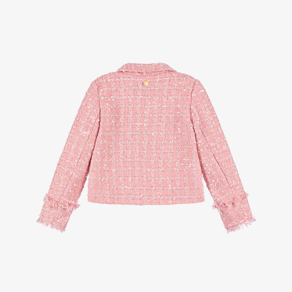 BCBGMAXAZRIA-Girls Sparkling Pink Tweed Blazer | Childrensalon Outlet