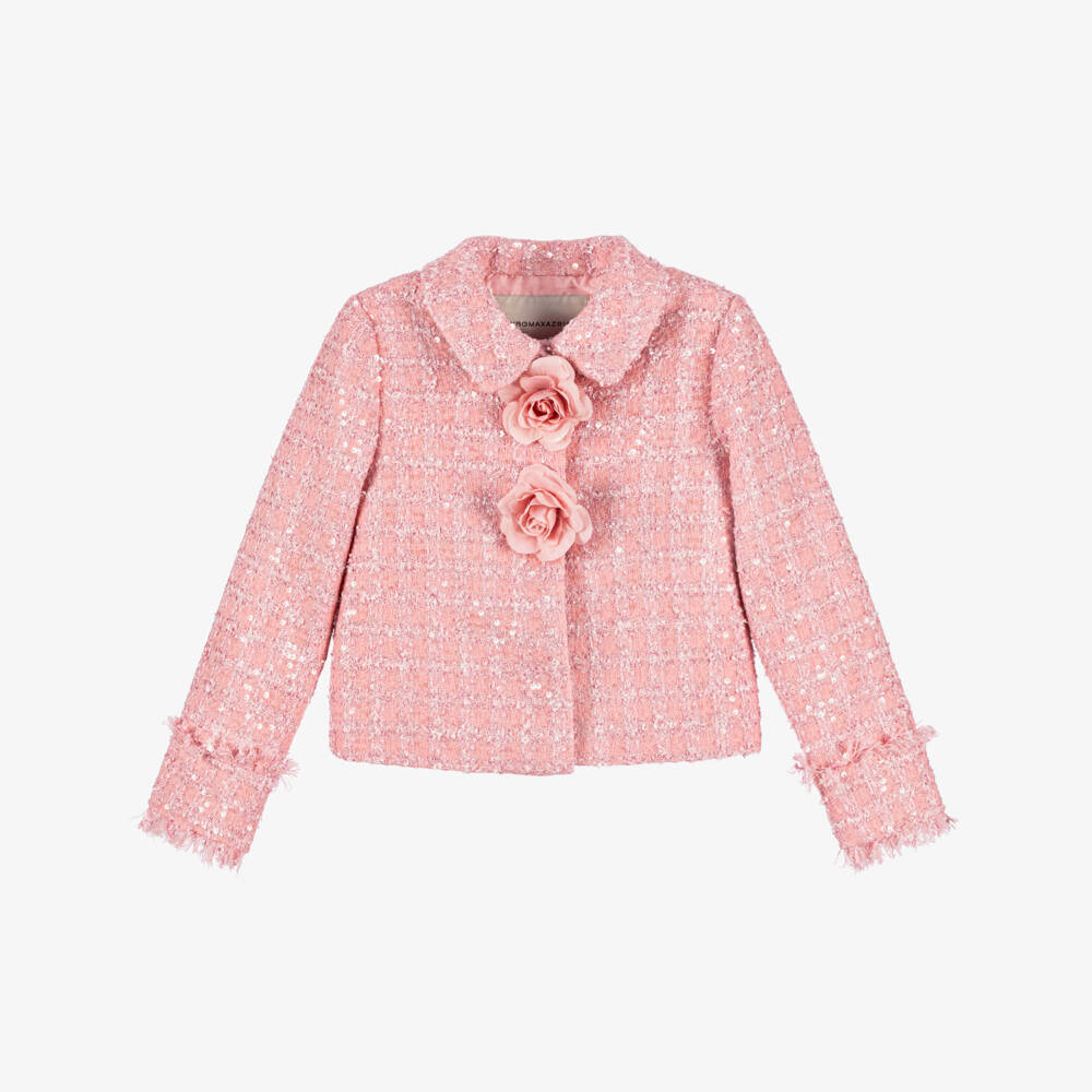 BCBGMAXAZRIA-Girls Sparkling Pink Tweed Blazer | Childrensalon Outlet