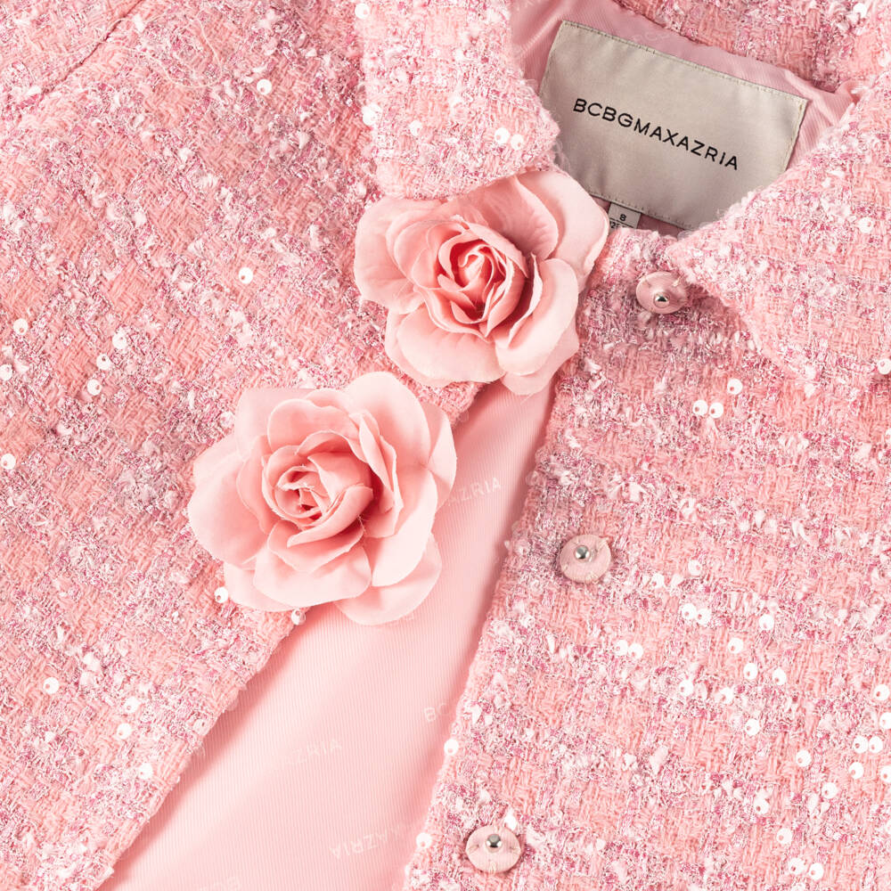 BCBGMAXAZRIA-Girls Sparkling Pink Tweed Blazer | Childrensalon Outlet