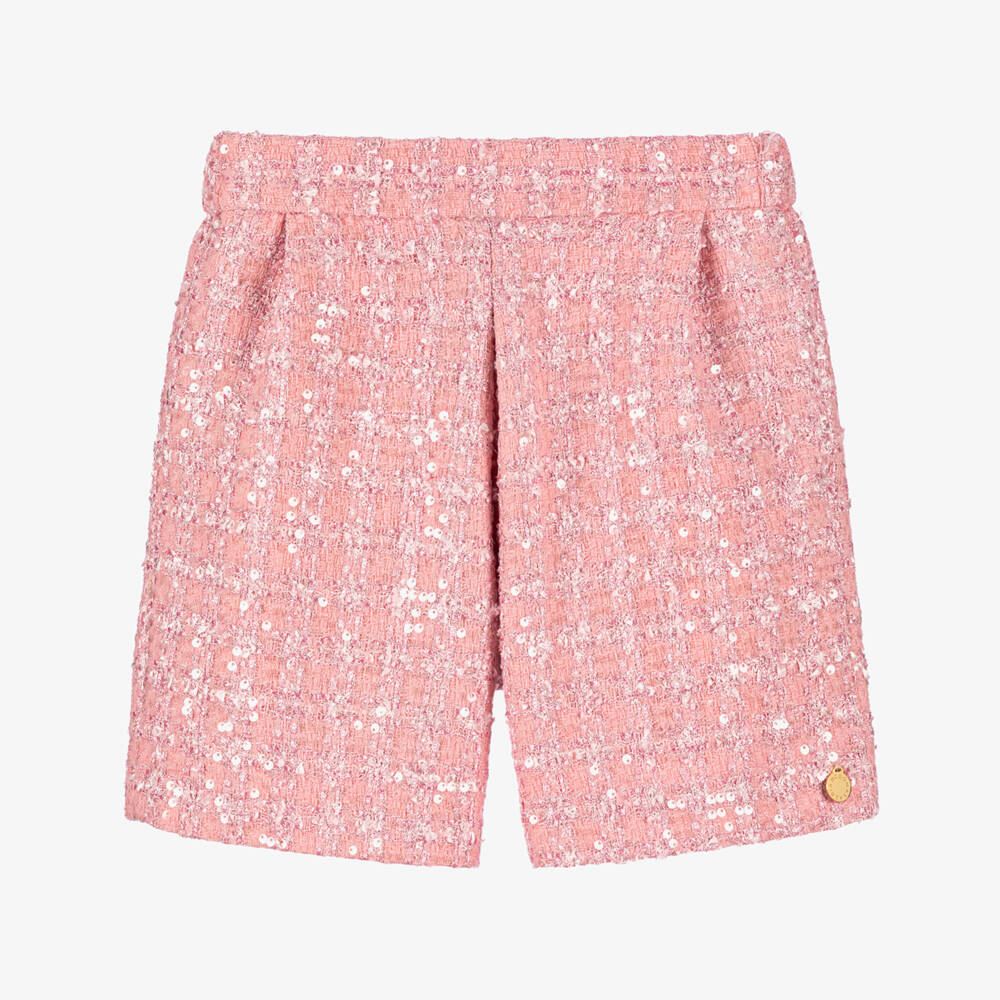 BCBGMAXAZRIA-Girls Sparkling Pink Tweed Shorts | Childrensalon Outlet