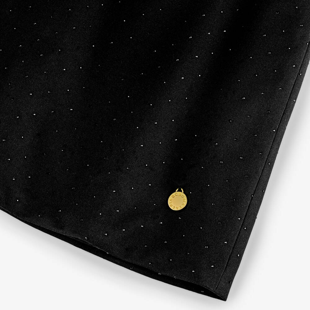 BCBGMAXAZRIA-Girls Sparkly Black & White Ruffle Neck Dress | Childrensalon Outlet