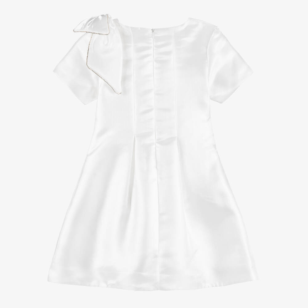 BCBGMAXAZRIA-Girls White Shimmery Satin Dress | Childrensalon Outlet
