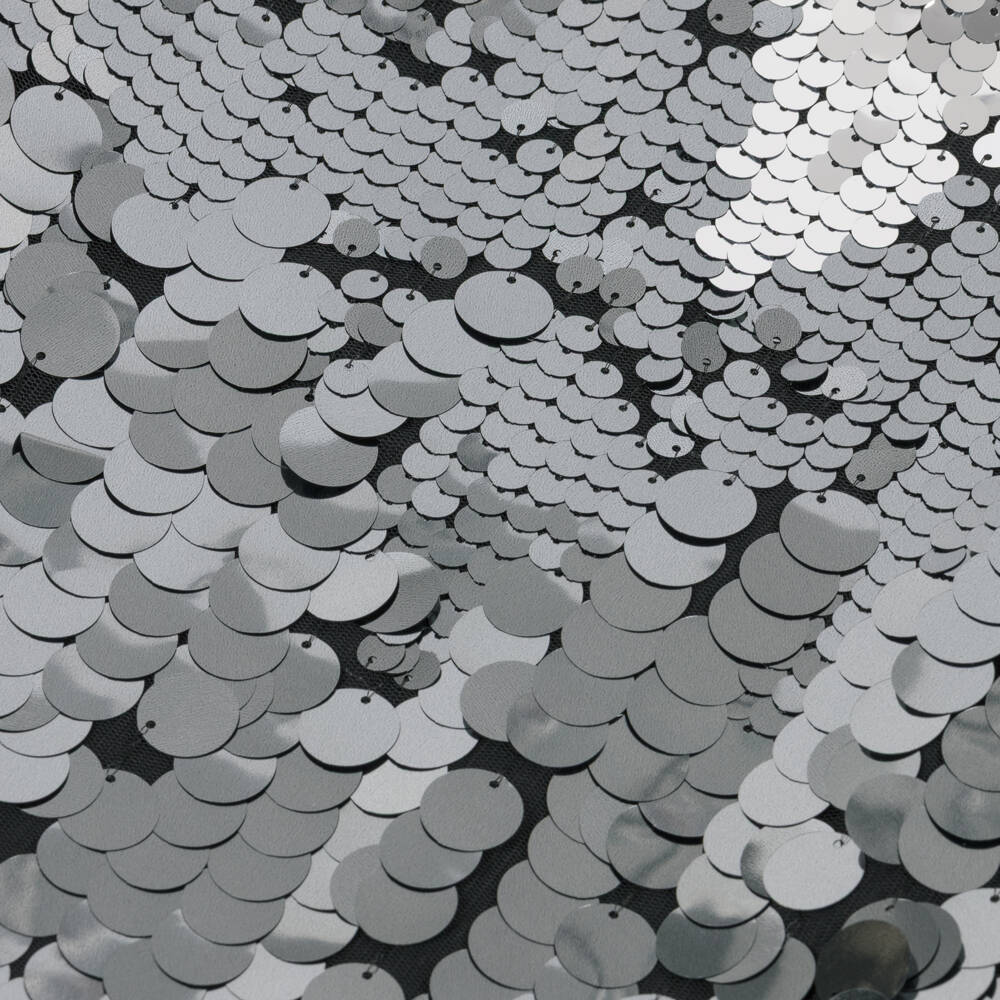 BCBGMAXAZRIA-Silver Big Sequin Short Sleeve Top | Childrensalon Outlet