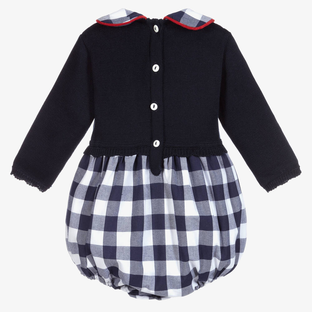 Beatrice & George-Baby Boys Blue Check Cotton Shortie  | Childrensalon Outlet