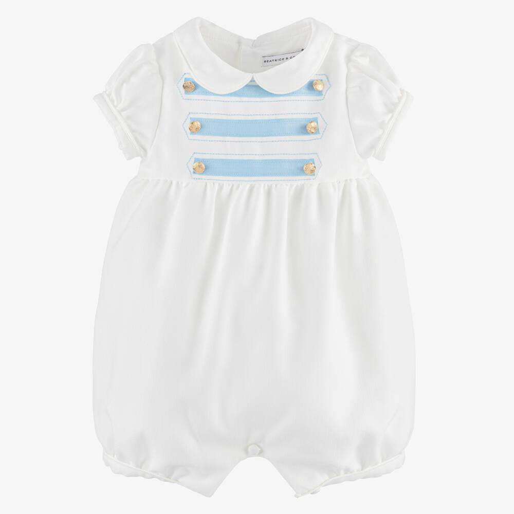 Beatrice & George-شورت أبيض بشريط للأولاد الرضع | Childrensalon Outlet