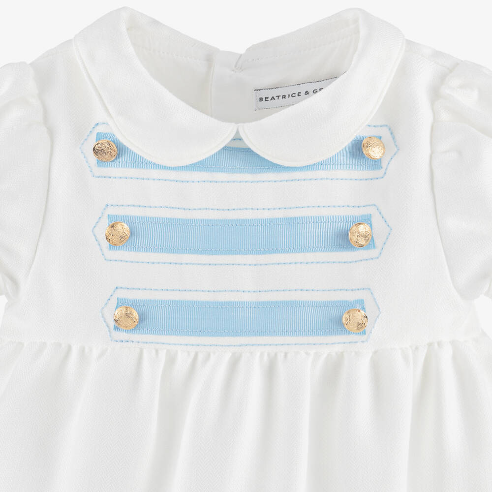 Beatrice & George-Белый комбинезон с лентой для малышей мальчиков | Childrensalon Outlet