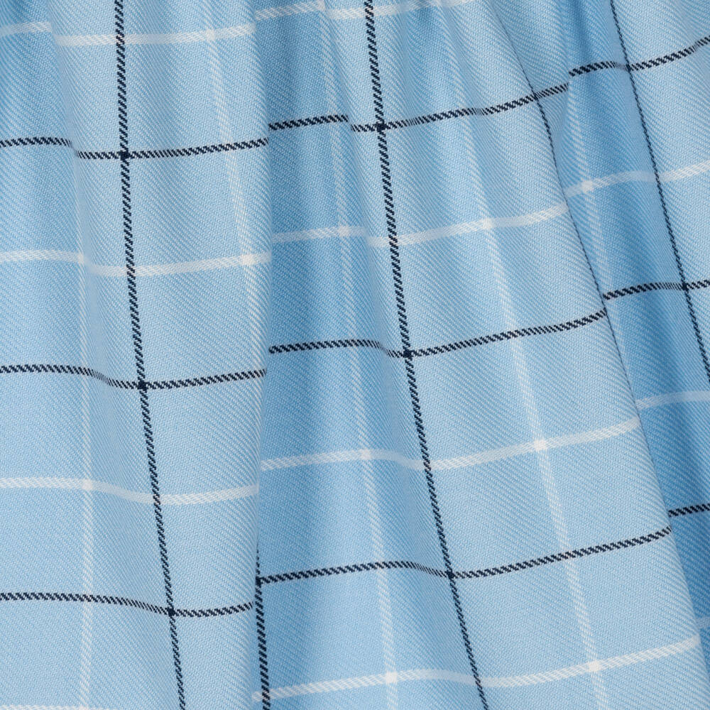 Beatrice & George-Baby Girls Blue Check Frill Viscose Dress | Childrensalon Outlet