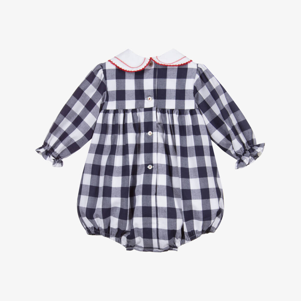 Beatrice & George-Baby Girls Blue Gingham Cotton Shortie | Childrensalon Outlet