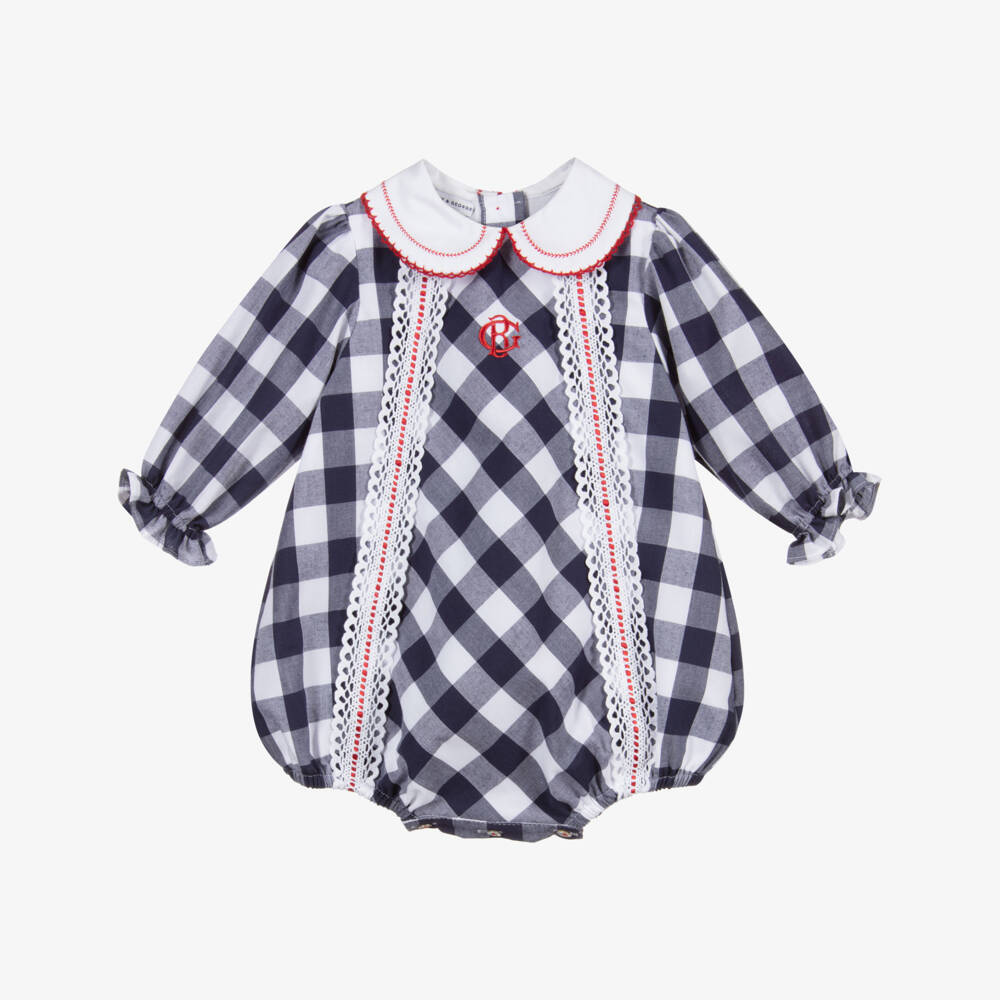 Beatrice & George-Белый песочник в синюю клетку | Childrensalon Outlet